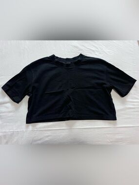 Zara Black Cropped Crewneck Tee